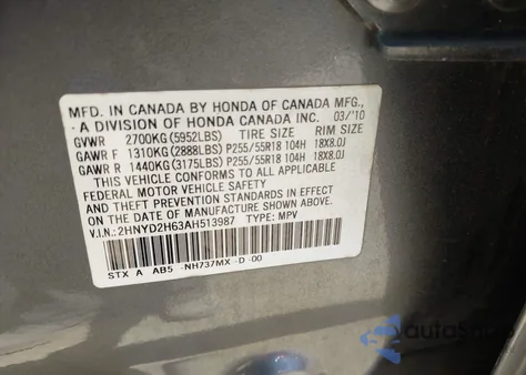2010 Acura Mdx Technology Package z USA, uszkodzony, nr VIN 2HNYD2H63AH513987